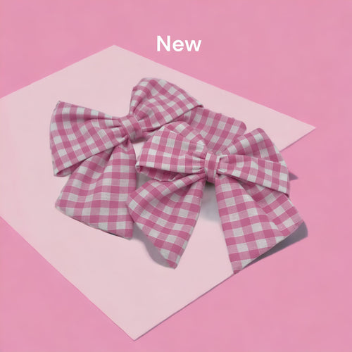 Pink Gingham Sailor Bow