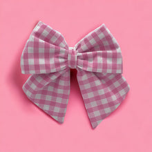 Load image into Gallery viewer, Pink Gingham Sailor Bow