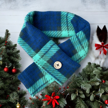 Load image into Gallery viewer, Christmas Blue Green Tartan Scarf