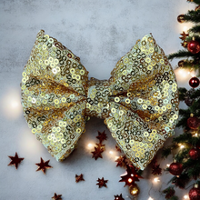 Load image into Gallery viewer, Christmas Sparkle Bow Gold