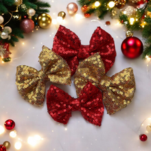 Load image into Gallery viewer, Christmas Sparkle Bow Red