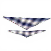 Load image into Gallery viewer, Blue Gingham Reversible Tie Bandana.