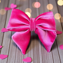 Load image into Gallery viewer, Velvet Sailor Bow Pink