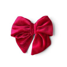Load image into Gallery viewer, Velvet Sailor Bow Red