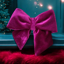Load image into Gallery viewer, Christmas Velvet Sailor Bow Magenta